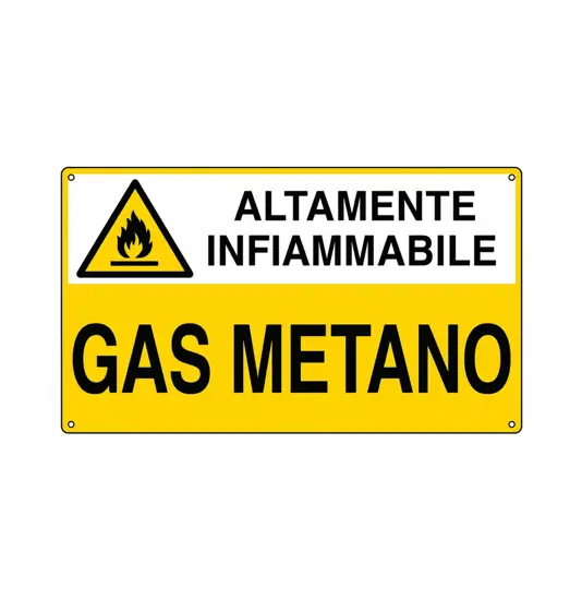 Cartello  'Gas metano altamente infiammabile'