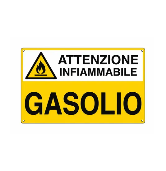 Cartello 'gasolio attenzione infiammabile'