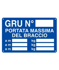 Cartello 'gru n°___ portata massima del