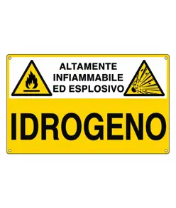 Cartello 'idrogeno altamente infiammabile ed esplosivo'