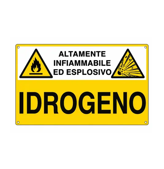Cartello 'idrogeno altamente infiammabile ed esplosivo'