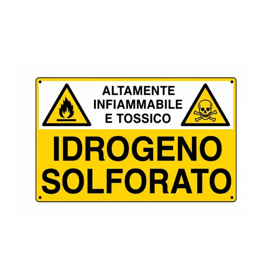 Cartello 'idrogeno solforato altamente infiammabile e tossico'