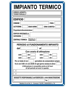 Cartello  'Impianto termico'