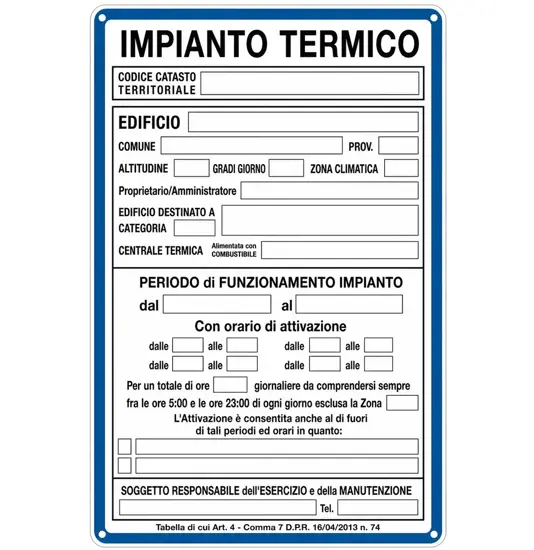 Cartello  'Impianto termico'
