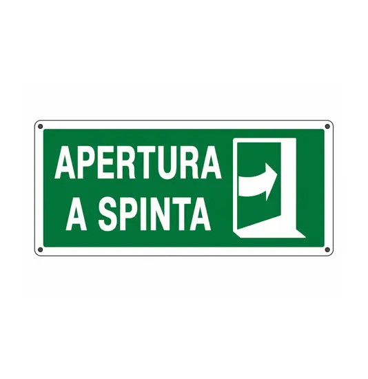 Cartello in alluminio 'apertura a spinta' a destra