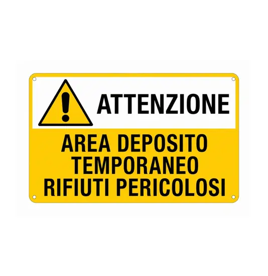 Cartello in alluminio  Attenzione area deposito temporaneo rifiuti pericolosi