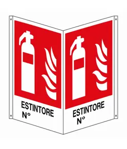 Cartello in alluminio bifacciale 'estintore n°'
