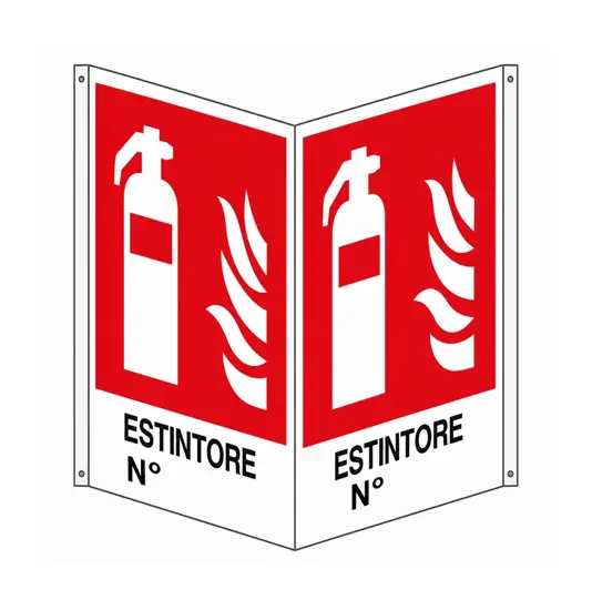 Cartello in alluminio bifacciale 'estintore n°'