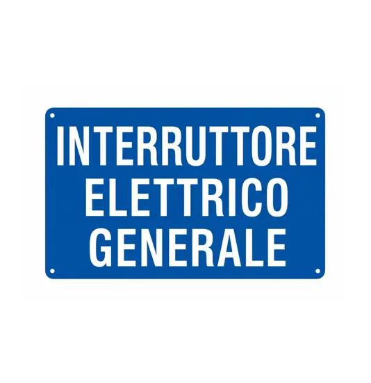 Cartello in alluminio  Interruttore elettrico generale