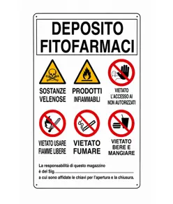 Cartello in alluminio multisimbolo 'deposito fitofarmaci'
