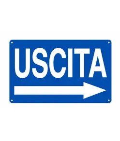 Cartello in alluminio 'uscita' con freccia