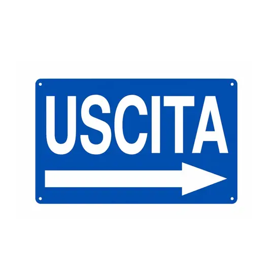 Cartello in alluminio 'uscita' con freccia