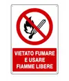 Cartello in alluminio  Vietato fumare e usare fiamme libere