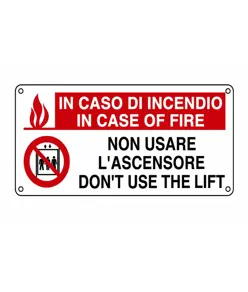 Cartello 'in caso di incendio in case of fire non usare l'ascensore don't...'
