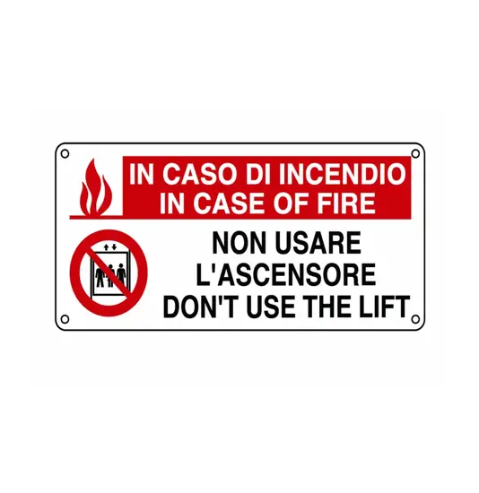 Cartello 'in caso di incendio in case of fire non usare l'ascensore don't...'