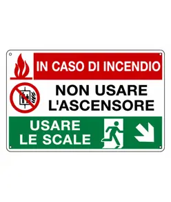 Cartello in caso di incendio non usare l'ascensore