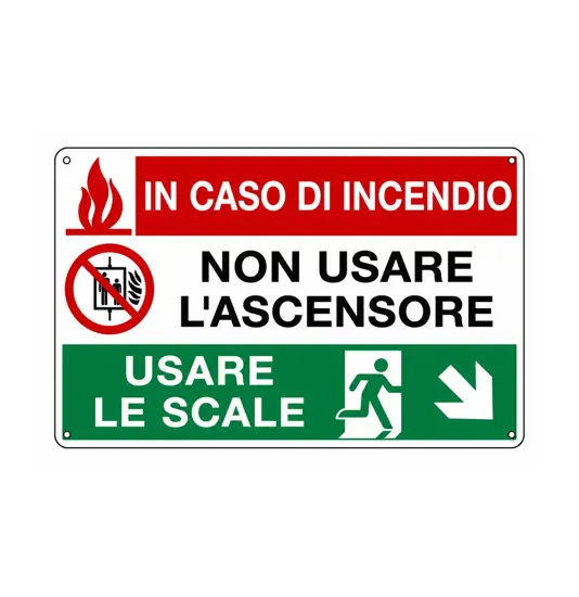 Cartello in caso di incendio non usare l'ascensore