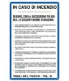 Cartello 'in caso di incendio seguire le seguenti norme di massima'