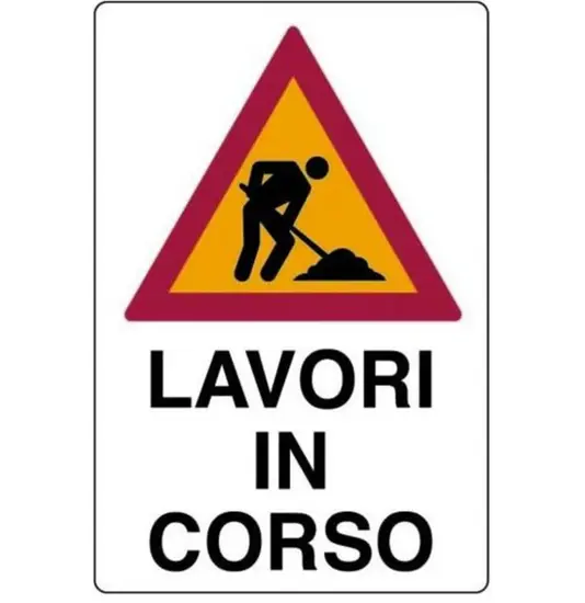 Cartello in polionda 'lavori in corso'