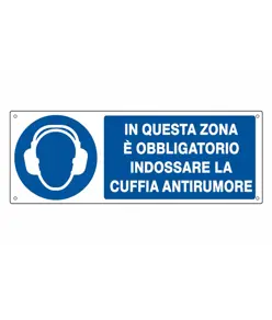 Cartello  in questa zona è obbligatorio indossare la cuffia antirumore