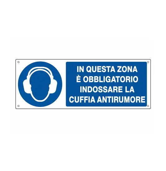 Cartello  in questa zona è obbligatorio indossare la cuffia antirumore