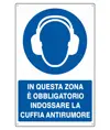 Cartello  in questa zona è obbligatorio indossare la cuffia antirumore