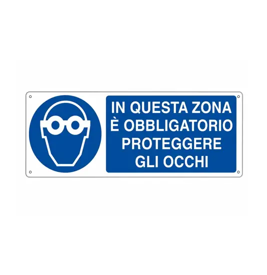 Cartello  in questa zona è obblogatorio proteggere gli occhi