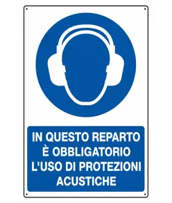 Cartello  in questo reparto è obbligatorio l'uso di protezioni acustiche