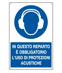 Cartello  in questo reparto è obbligatorio l'uso di protezioni acustiche