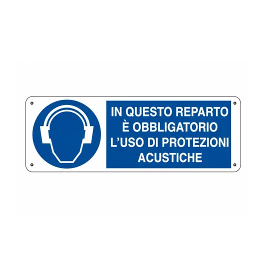 Cartello  in questo reparto è obbligatorio l'uso di protezioni acustiche