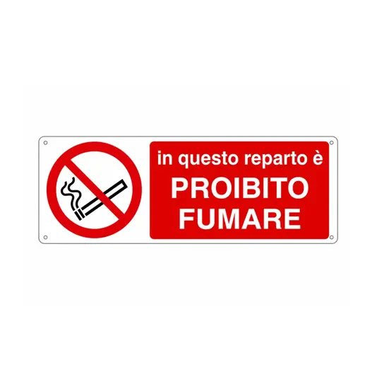 Cartello  in questo reparto è proibito fumare