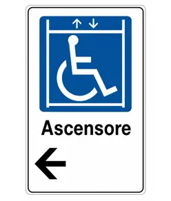 Cartello indicazione 'ascensore disabili'