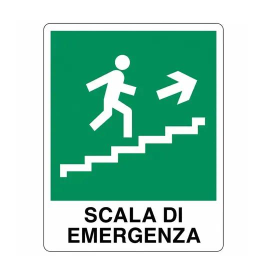 Cartello indicazione 'scala di emergenza salita destra'