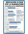 Cartello 'indicazioni di base per la rianimazione in presenza di defibrillatore'