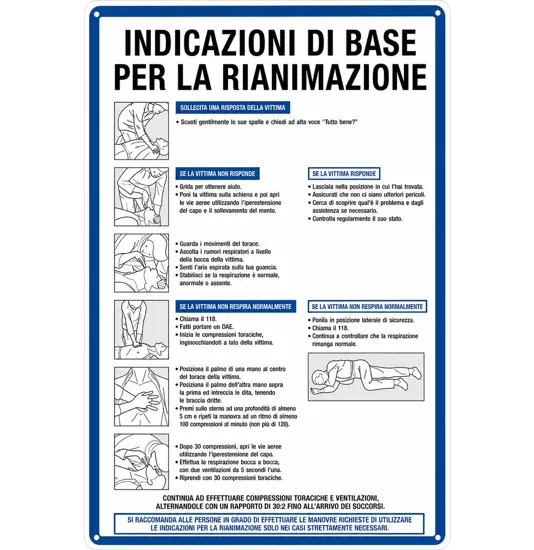 Cartello 'indicazioni di base per la rianimazione'