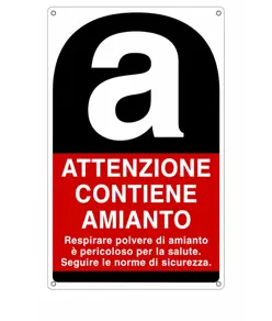 Cartello informativo 'attenzione contiene amianto'