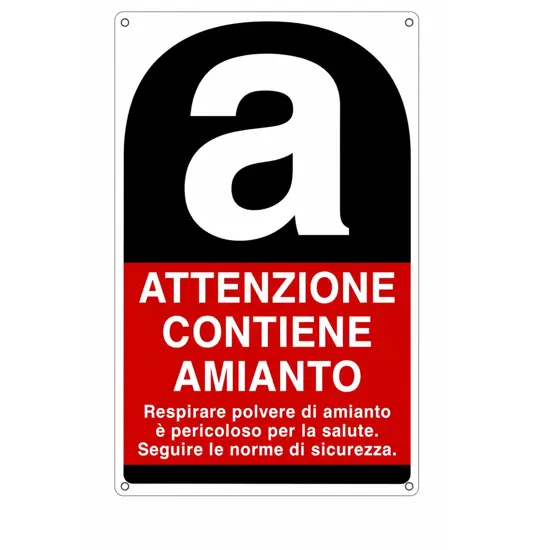 Cartello informativo 'attenzione contiene amianto'
