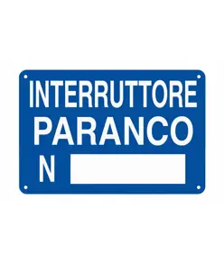 Cartello informativo 'interruttore paranco N__'