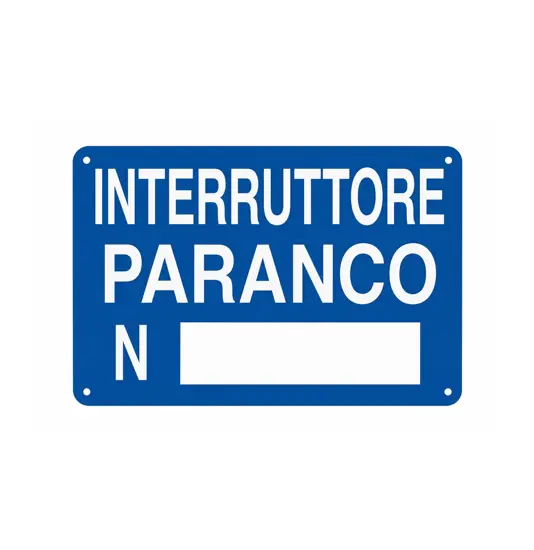Cartello informativo 'interruttore paranco N__'