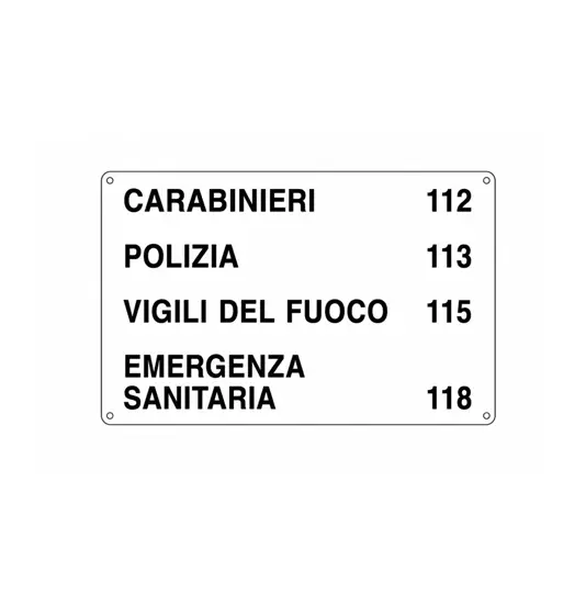 Cartello informativo Numeri Utili