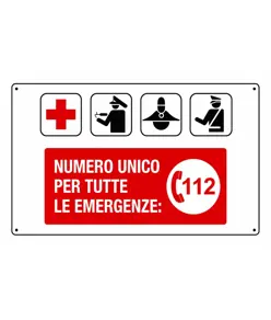 Cartello informativo 'numero unico per tutte le emergenze 112'