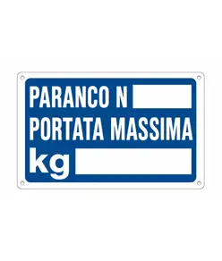 Cartello informativo 'paranco n°__ portata massima kg__'