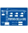 Cartello informativo 'portata della gru' con istruzioni