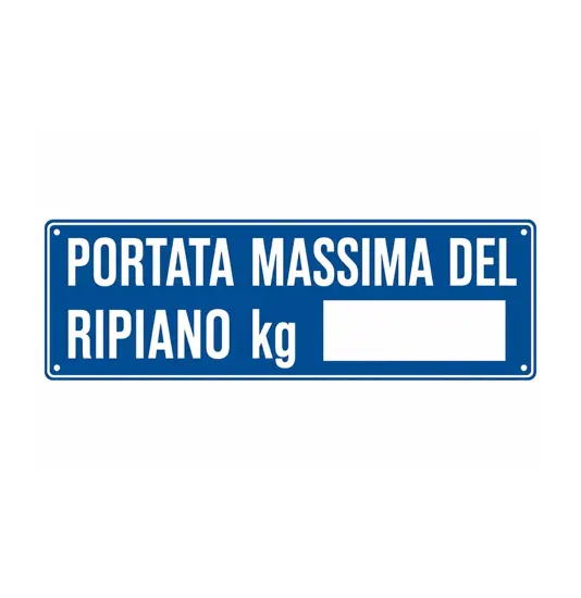 Cartello informativo 'portata massima del ripiano kg__'