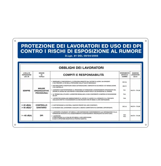 Cartello informativo 'protezione di lavoratori' con istruzioni