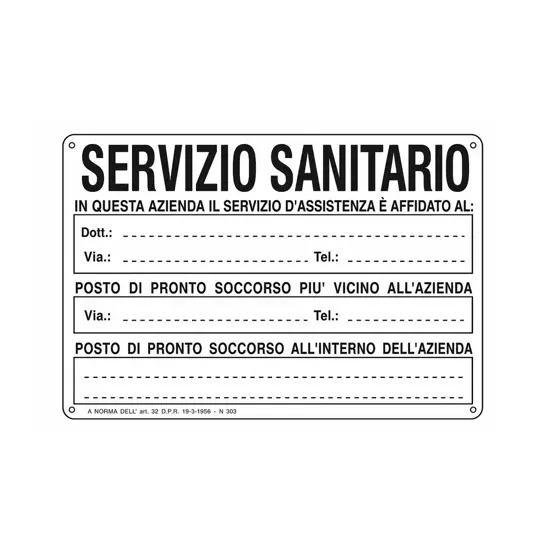 Cartello informativo 'servizio sanitario'