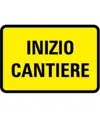 Cartello 'inizio cantiere' in lamiera.