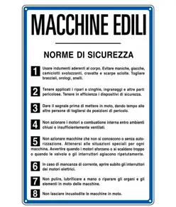Cartello 'macchine edili norme di sicurezza'