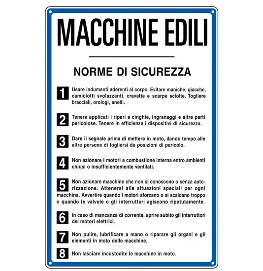 Cartello 'macchine edili norme di sicurezza'