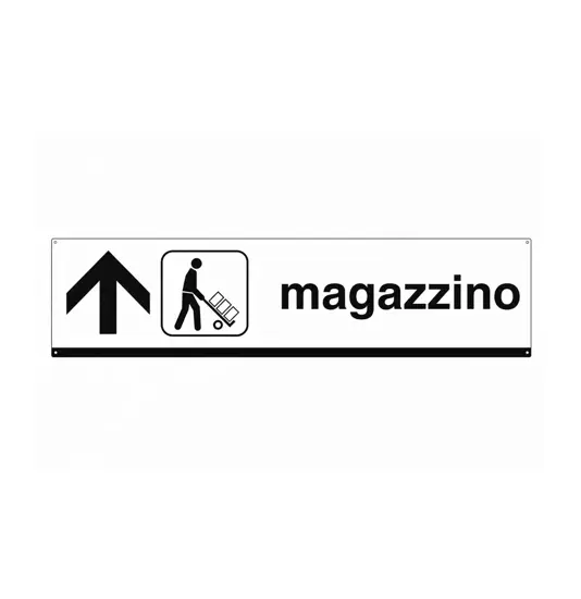 Cartello magazzino con freccia